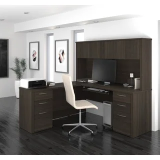 Bestar Embassy 71" L-shaped desk with hutch (2 options available)