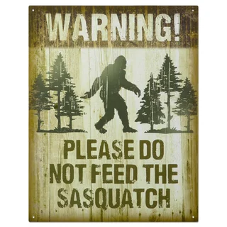 Vintage Metal 'Don't Feed the Sasquatch' Decorative Tin Sign