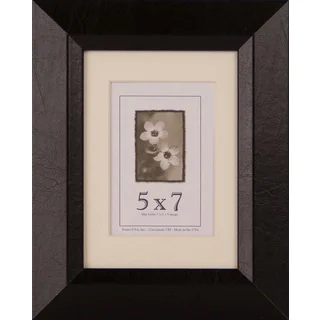 Leather Series Black/Brown Wood 5-inch x 7-inch Picture Frame