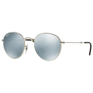 Ray-Ban RB3532 003/30 Round Metal Folding Silver Frame Silver Flash 50mm Lens Sunglasses