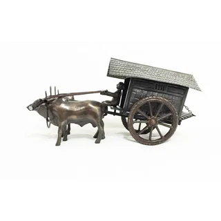 Metal Cows with Cart Decor