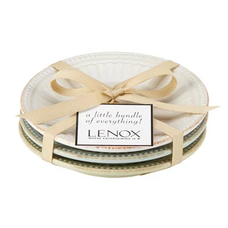 Lenox French Perle Groove Everything Collection Multicolored Stoneware 4-inch Textured Plates (Set of 3)