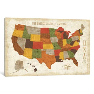 iCanvas US Map (Modern Vintage Spice) by Michael Mullan Canvas Print