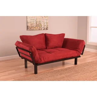 Somette Eli Red Fabric Daybed Lounger With Suede Mattress