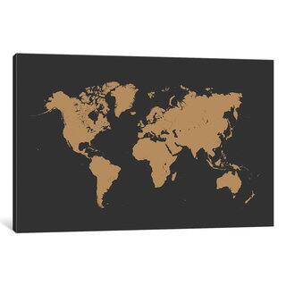 iCanvas World Urban Map (Gold) by Urbanmap Canvas Print