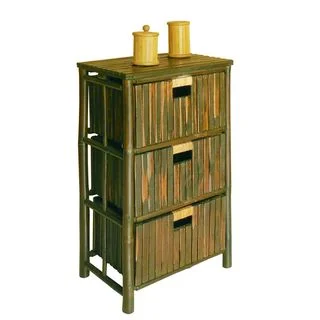 Zew Espresso Bamboo 3-Drawer Handcrafted Storage Cabinet