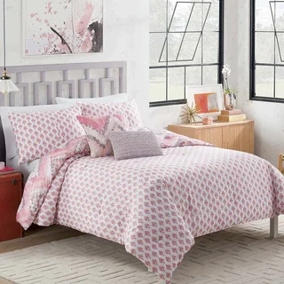 Vue Masie Pink Chevron 5-piece Reversible Cotton Comforter Set