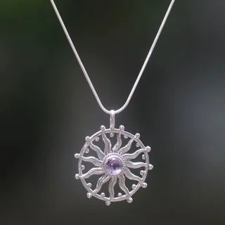Handcrafted Sterling Silver 'Sun Spirit' Amethyst Necklace (Indonesia)