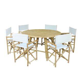 Zew Handcrafted Bamboo 7-piece Round Patio Set