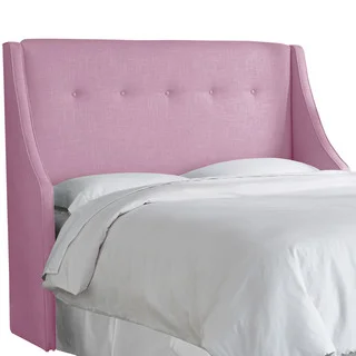 angelo:HOME Lavender Linen and Polyester Button-tufted Wingback Headboard