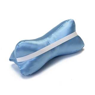 Hermell Blue Acetate/Polyester Satin Bone Pillow