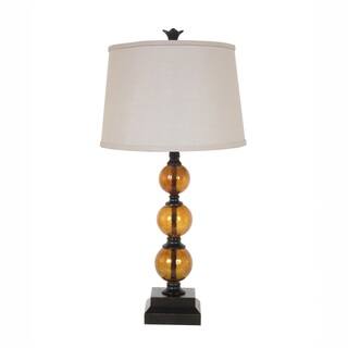 Amber Glass 29-inch Table Lamp with Natural Linen Shade