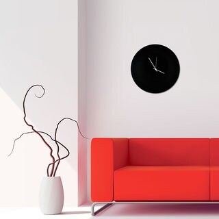 Adam Schwoeppe 'Blackout Circle Clock' Minimalist Modern Black Wall Decor