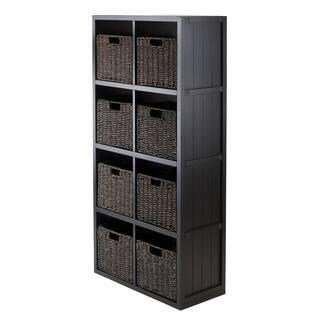 Winsome Black Wood 4 x 2 Cube Storage Shelf with Baskets (Pack of 9)