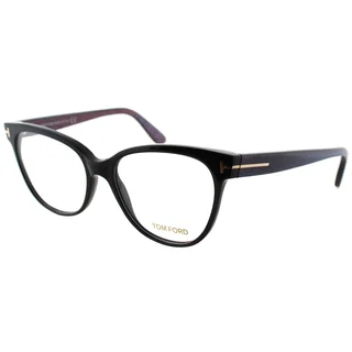 Tom Ford Women's FT 5291 005 Black/Chalkstripe Blue/Violet Plastic Cat Eye Eyeglasses