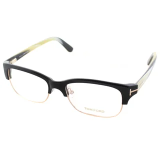 Tom Ford Men's Black and Gold Plastic Square Eyeglasses