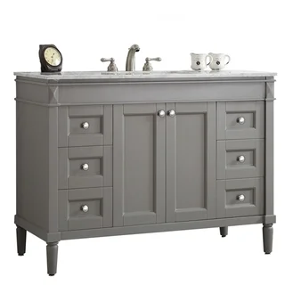 Catania Grey With Carrara White Marble Top 48-inch Single Vanity Without Mirror