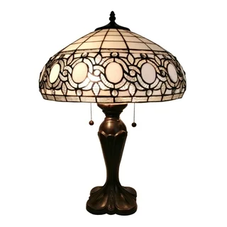 Amora Lighting AM235TL16 White Art Glass 24-inch Tiffany Style Floral Table Lamp