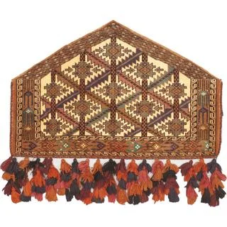 eCarpetGallery Traditional Brown/Ivory Wool Hand-Knotted Turkestan Trapping (2'4 x 3'9)