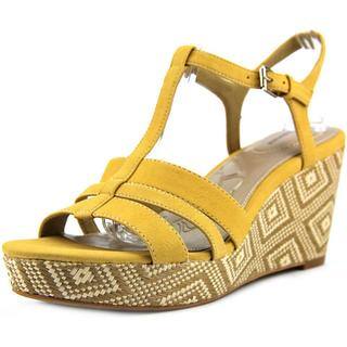 Giani Bernini Women's Sadiee Yellow Faux Leather Wedge Sandals