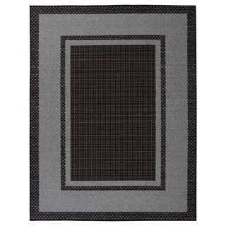 Sweethome Stores Clifton Collection Black/Grey Polypropylene Bordered Design Area Rug (5' x 7')