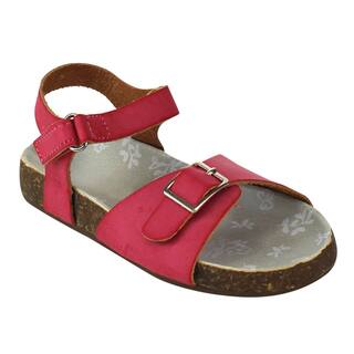 Jelly Beans Girls' White or Fuchsia Faux-leather Flat Ankle Sandals