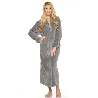 Rhonda Shear 52-Inch Solid-colored Plush Zip-front Robe