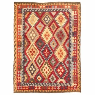 Herat Oriental Afghan Hand-woven Wool Mimana Kilim (5'5 x 7'2)