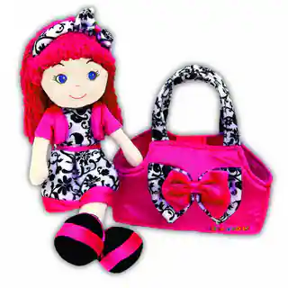 GirlznDollz Leila Holiday Glam Pink Fabric Doll with Bag