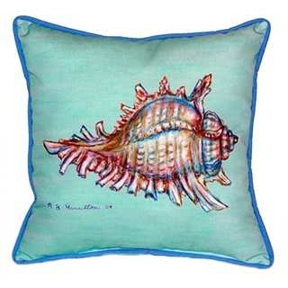 Betsy Drake Interiors Conch Teal/Multicolored Polyester 18-inch x 18-inch Throw Pillow