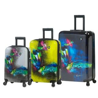 Mia Toro Italy Prado Butterfly Kiss 3-piece Fashion Hardside Spinner Luggage Set