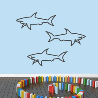 Sharks Medium Vinyl Wall Decals (Set of 3)