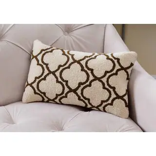 Abbyson Clyde White/Brown New Zealand Wool Polyester-filled Throw Pillow