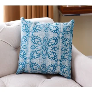 Abbyson Amber Lattice Blue/Aqua New Zealand Wool Polyester-filled Throw Pillow