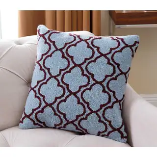 Abbyson Mia Lattice Blue New Zealand Wool 20-inch x 20-inch Polyester-filled Throw Pillow
