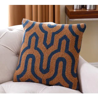 Abbyson Smith Blue and Brown Lattice New Zealand Wool Polyester-filled 20-inch Throw Pillow