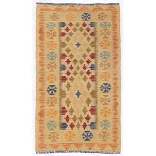Herat Oriental Afghan Hand-woven Wool Mimana Kilim (2'7 x 4'6)