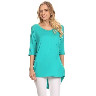 MOA Collection Women's Rayon/Spandex Button-trimmed Back Tunic