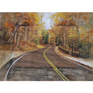 Benjamin Parker 'Autumn Drive' 39-inch Split Media Wall Art
