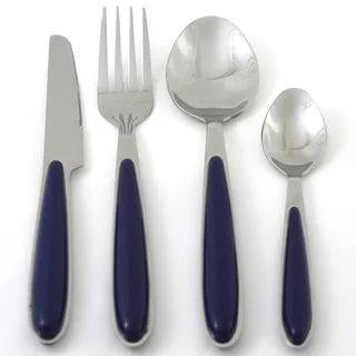 Nature Home Decor Rainbow Elite Collection Stainless Steel Flatware With Dark Blue Handles (Case of 24)