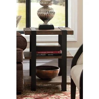 Modesto Reclaimed Wood With Metal Straps 3-shelf End Table