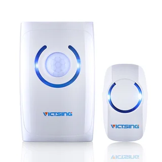 White ABS Wireless Doorbell Motion Sensor/Emergency Light PIR 100-meter Sensor Security Burglar Alarm with 36 Chimes