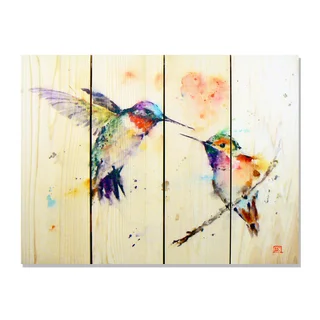 Gizaun Art Dean Crouser 'Love Bird' Full-color Cedar 22-inch x 16-inch Indoor/Outdoor Wall Art