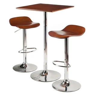 Winsome Kallie Cappuccino 3-piece Pub Table and Bar-height Adjustable Stools Set