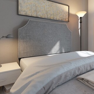 Dorel Living Upholstered Grey Headboard with Nailheads