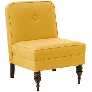 angelo:HOME French Yellow Upholstered Button Accent Chair With Espresso Legs