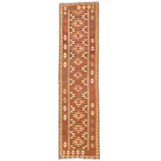 Herat Oriental Afghan Hand-woven Mimana Kilim Wool Runner (2'6 x 9'8)