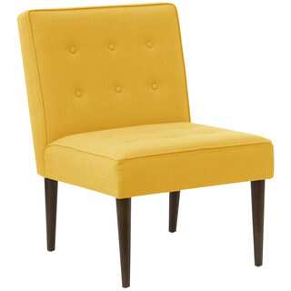 angelo:HOME Yellow Linen, Polyester, and Wood Button-tufted Chair