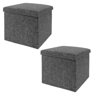 Seville Classics Charcoal Grey Foldable Storage Cube/Ottoman (Pack of 2)