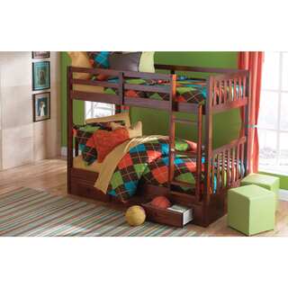 Donco Kids Merlot Wood Mission-style Twin-over-twin Bunk Bed With 3 Drawers